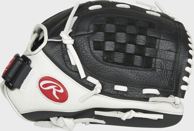 Thumb of a black/white RSO120BW Shut Out 12-inch infield/pitcher's glove with a black Basket web loading=