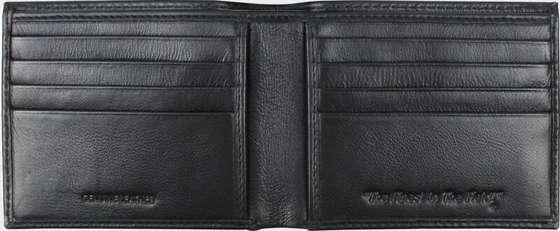 Inside View of Black Rawlings Baseball Stitch Bi-Fold Wallet | SKU:MW485-001