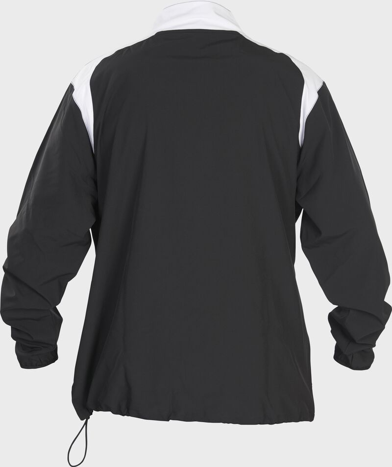 Back of Rawlings Black Adult Long Sleeve Quarter-Zip Jacket - SKU #FORCEJ-B-88 loading=