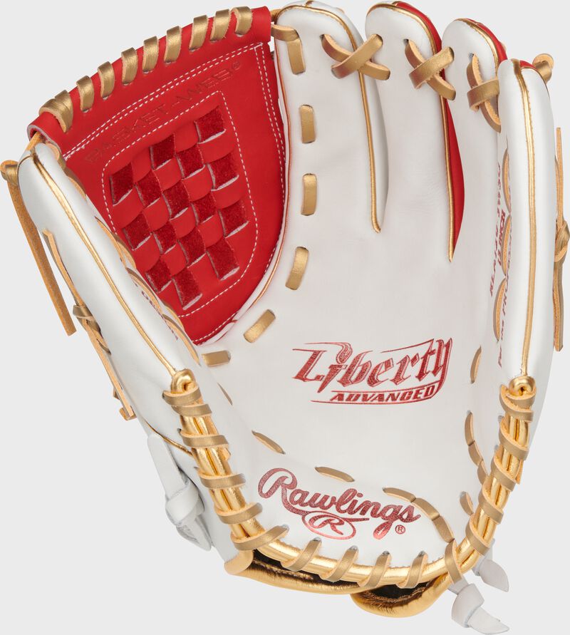 Liberty Advanced Color Series 12 in Fastpitch Glove, White/Scarlet, Right loading=