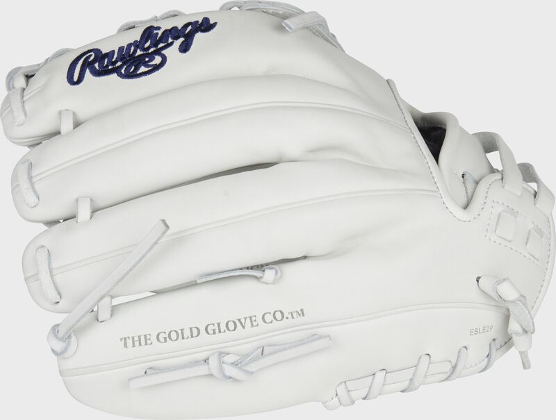 Back of a white Liberty Advanced 12.25-Inch fastpitch softball glove - SKU: RLA207SB-6W loading=