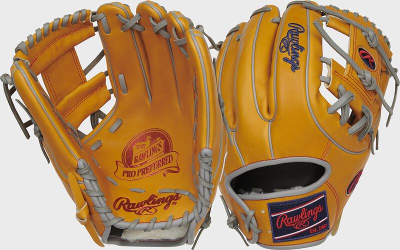 Back & palm of a rich tan Pro Preferred 11.75" I-web infield glove - SKU: PROS315-2RT