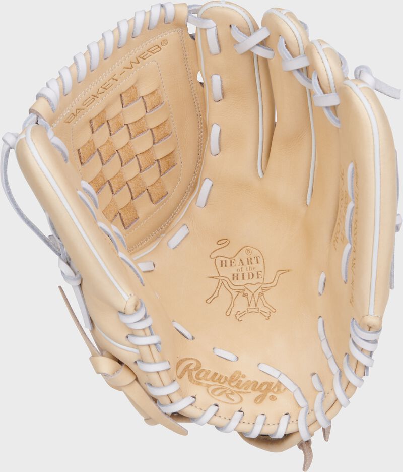 Palm of a camel Heart of the hide fastpitch glove with white laces - SKU: PRO125SB-3C loading=