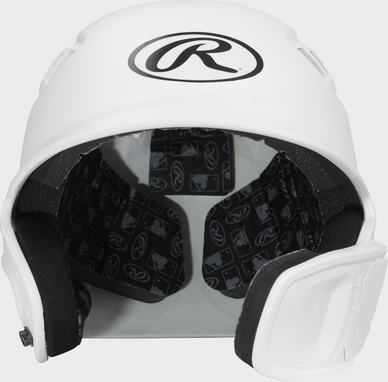 Front view of White R16 Reverse Matte Batting Helmet | Junior & Senior - SKU: R6R07