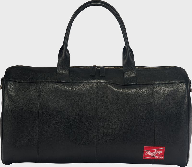Side of a black Rawlings Strike Out duffle bag