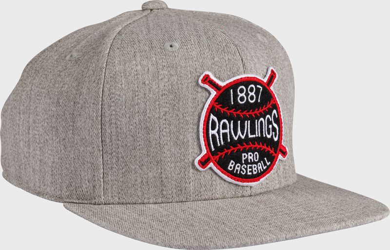 Rawlings Vintage Flat Bill Snapback Hat, Gray