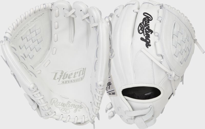 Front & back view of a Rawlings Liberty Advanced 11.5" softball glove - SKU: RLA115-3W loading=