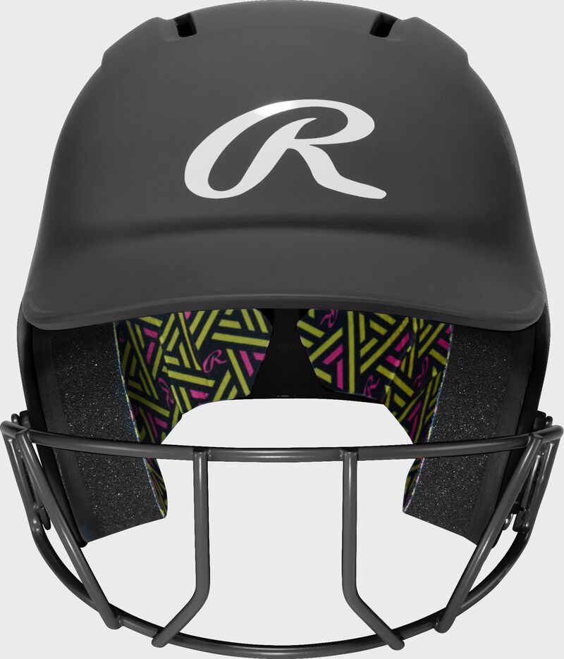 Rawlings CoolFlo Max Highlighter Youth Batting Helmet with Face Guard, Black, M/L