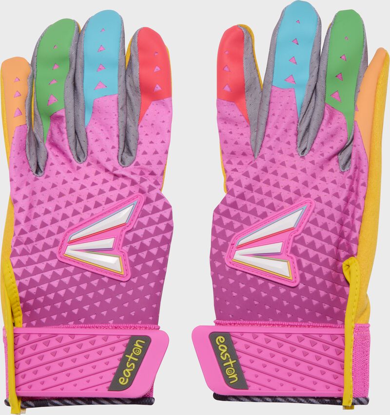 A pair of pink Easton x Happiness Project Ghost NX fastpitch batting gloves loading=