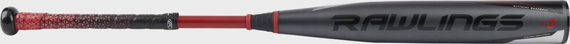 Rawlings logo on the barrel of a Rawlings Quatro Pro Max baseball bat - SKU: BB2QM3