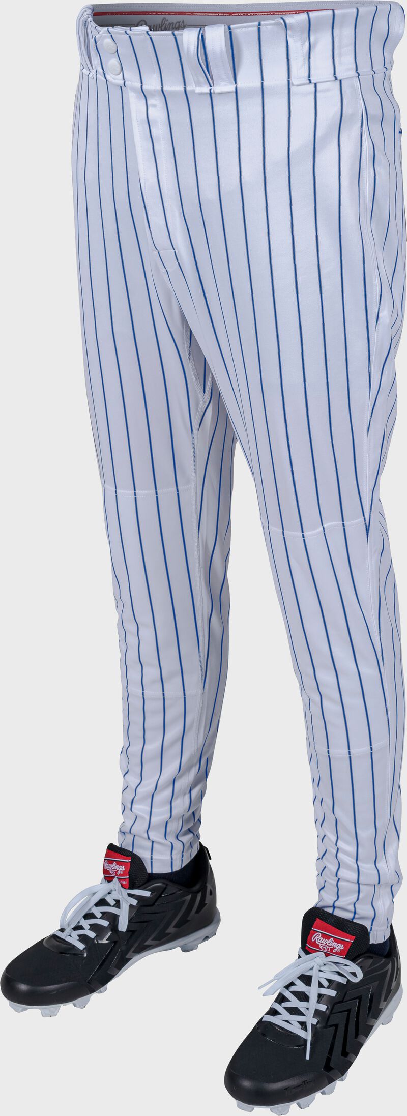 Rawlings 150 Jogger Fit Pinstripe Baseball Pants, Adult M, White/Royal