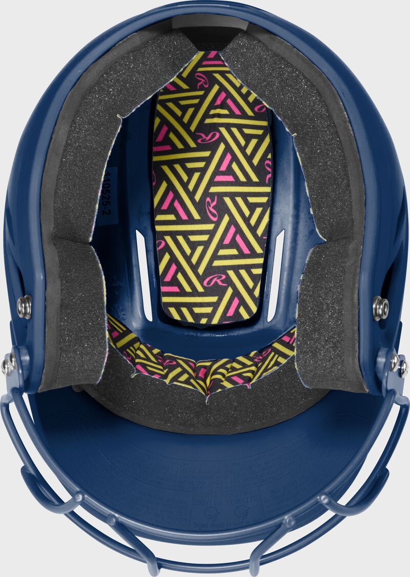 Rawlings CoolFlo Max Highlighter Youth Batting Helmet with Face Guard, Navy, M/L