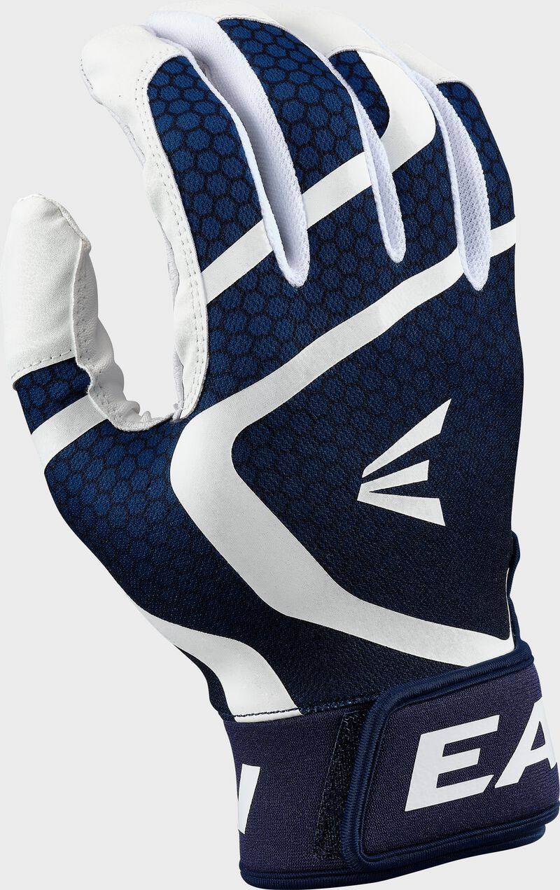 EASTON ADULT MAV GT BASEBALL BATTING GLOVES - WHITE/NAVY - LARGE