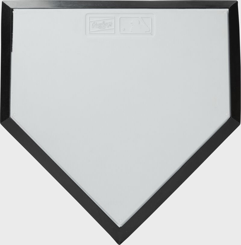 Top of a white Rawlings pro style home plate with a black edge - SKU: 12807200