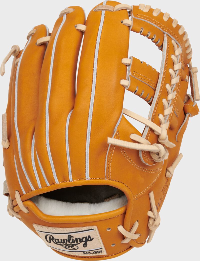 Back of a rich tan Rawlings Heart of the Hide Japan Series 11.5" glove