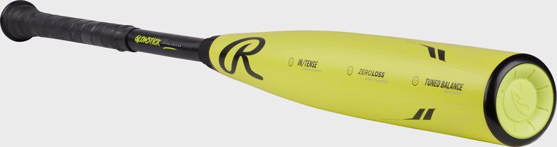 Front angle view of a neon yellow limited edition Glowstick Icon bat - SKU: RBB4I3 loading=