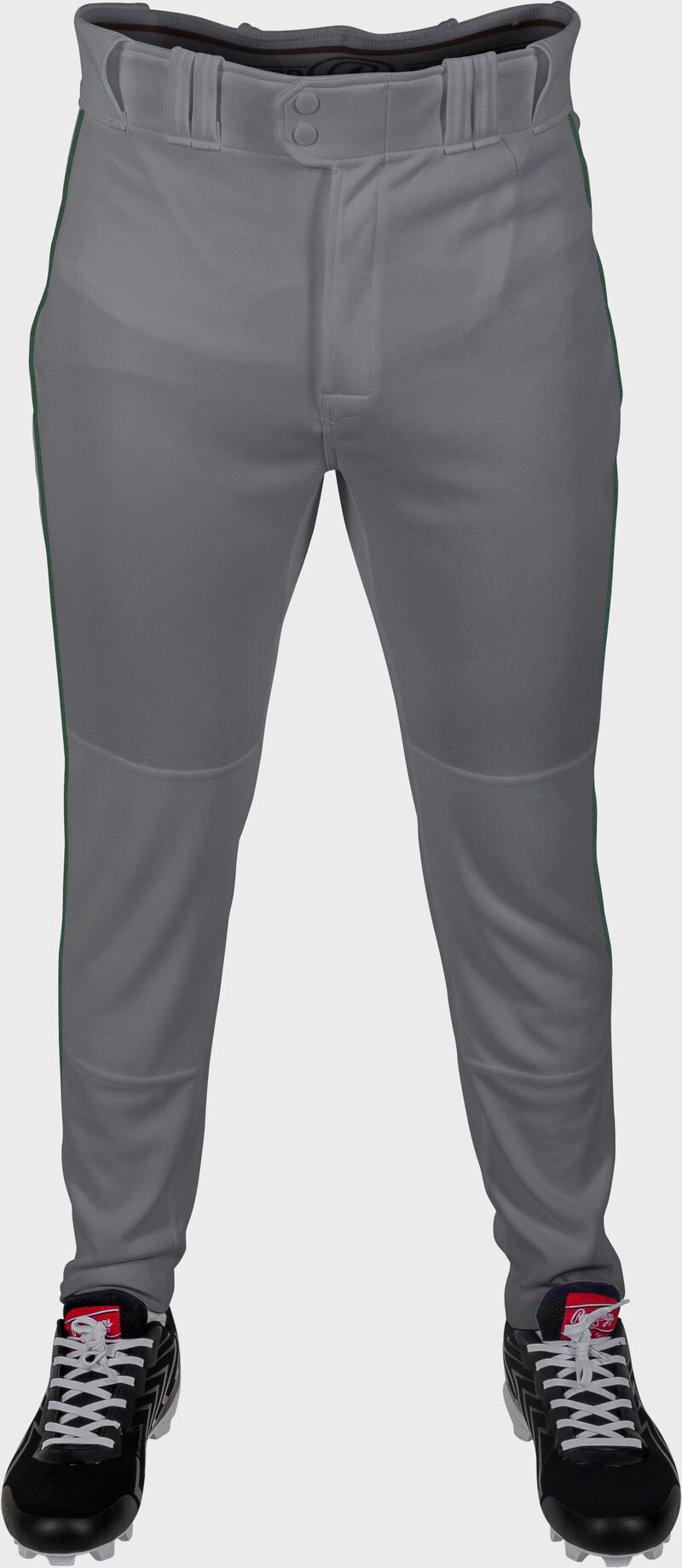 Rawlings 150 Jogger Fit Piped Baseball Pants, Adult S, Blue Gray/Dark Green