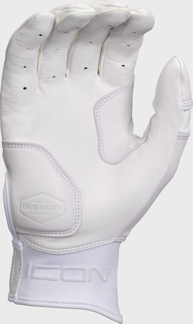 Palm of a white Rawlings Icon batting glove loading=