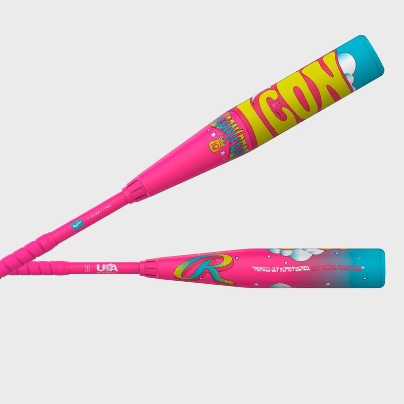 Rawlings Icon Fest Pink USA Baseball Bat, -10, 27 in