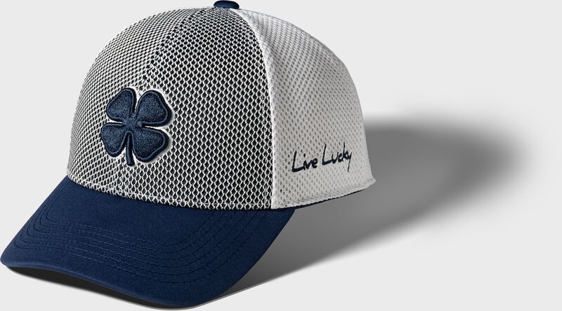 Front of a gray/blue Rawlings Black Clover Turn Two snapback hat - SKU: BCR3TT0081