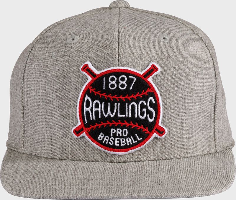 Rawlings Vintage Flat Bill Snapback Hat, Gray