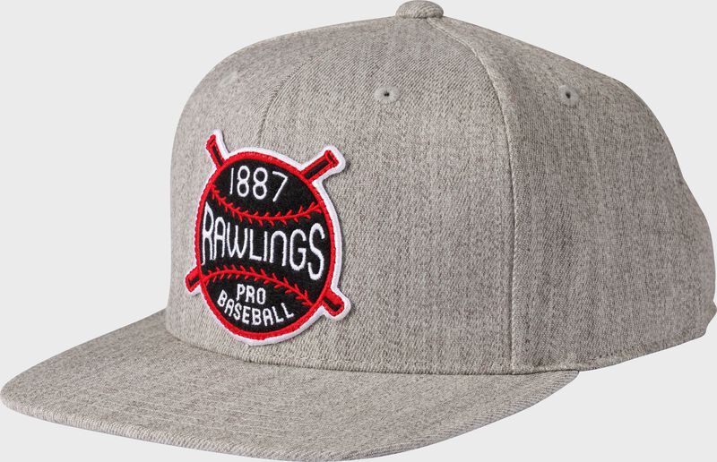 Rawlings Vintage Flat Bill Snapback Hat, Gray