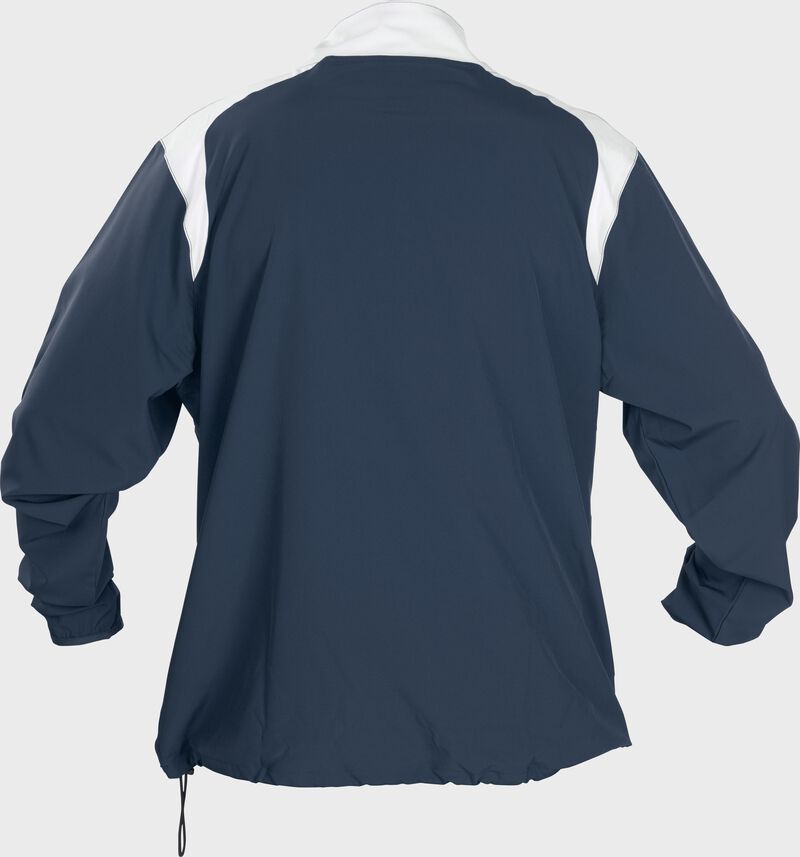 Back of Rawlings Navy Adult Long Sleeve Quarter-Zip Jacket - SKU #FORCEJ-B-88 loading=