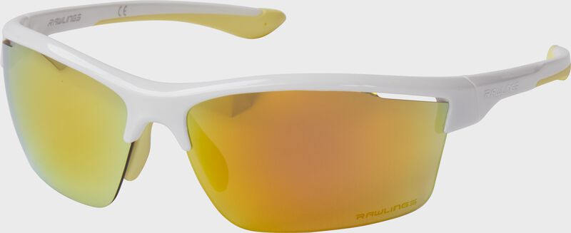 A pair of Rawlings adult white/orange half-rim blade sunglasses - SKU: 10260968 loading=