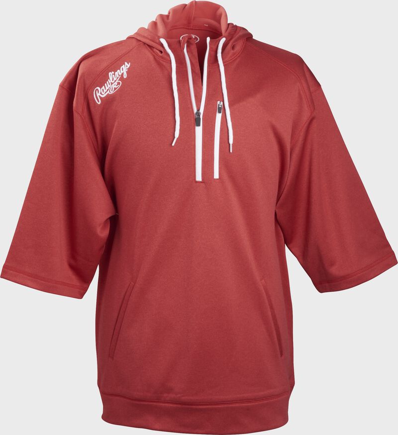 Front of Rawlings Scarlet Adult Half Sleeve Hoodie with Zipper - SKU #RHTYO-S loading=