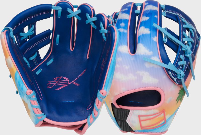 2 images showing the palm & back of a Rawlings 2024 Grapefruit League REV1X infield glove - SKU: REV205-32RP loading=