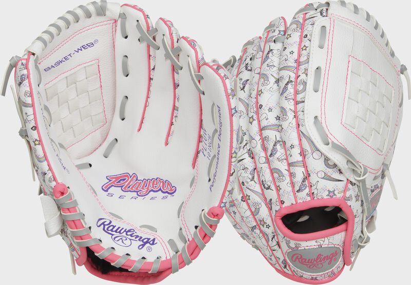 2 views showing the back/palm of a Rawlings Players Series 10" youth glove - SKU: RPL10W