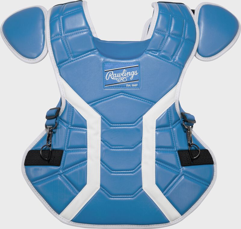 A columbia blue Mach Pro Series chest protector