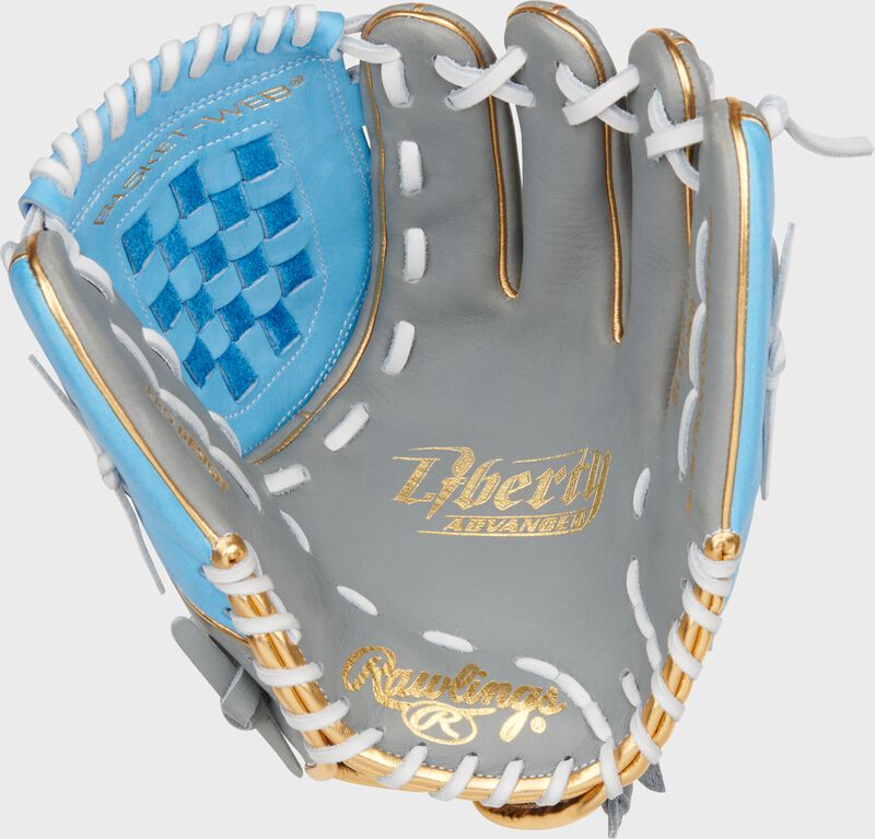 Liberty Advanced Color Series 12 in Fastpitch Glove, Gray/Columbia Blue, Right loading=