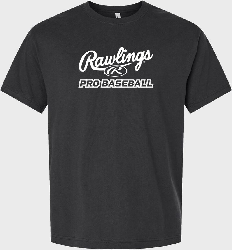 A black Rawlings Pro Baseball t-shirt loading=