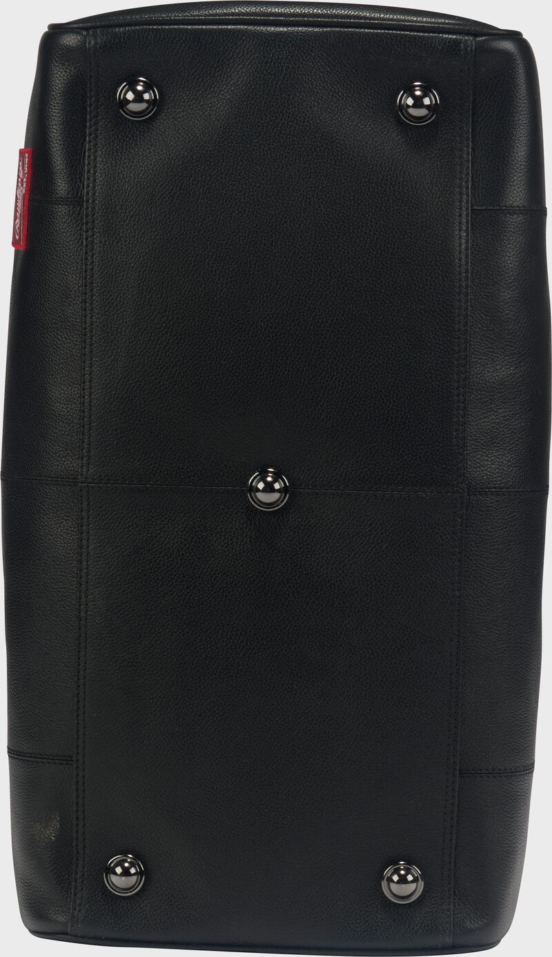 Bottom of a black Rawlings Strike Out duffle bag