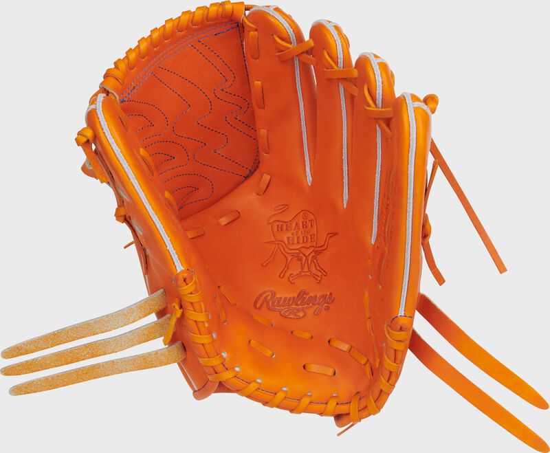 Palm of an orange Rawlings Heart of the Hide Japan Series 11.75" glove