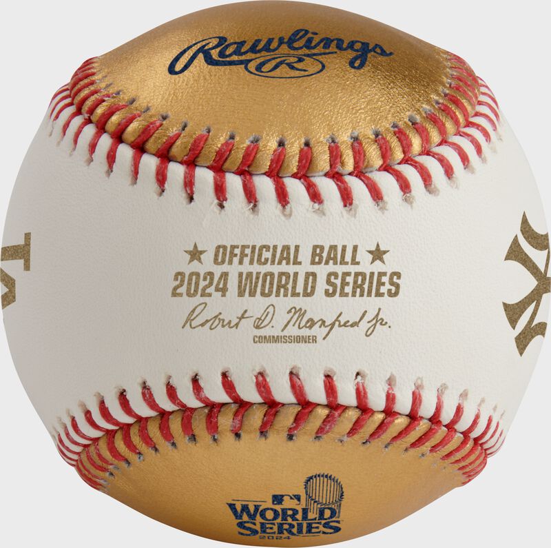 A white/gold 2024 Gold World Series dueling baseball