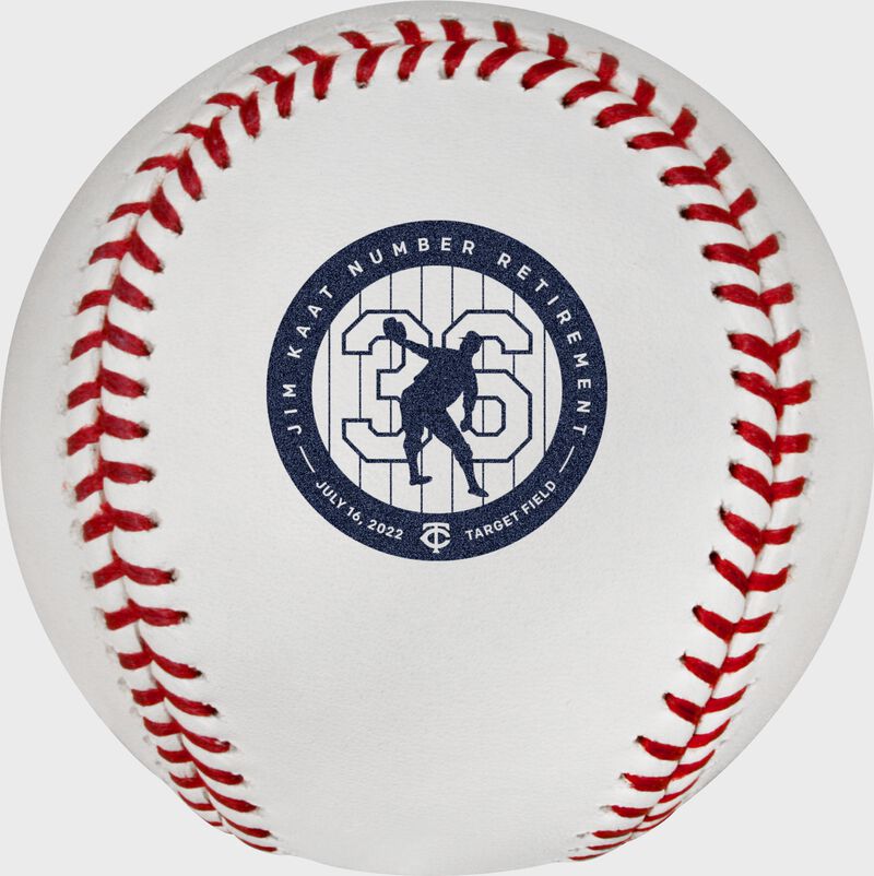 Jim Kaat number retirement logo stamped on a MLB baseball - SKU: RSGEA-ROMLBJK36-R