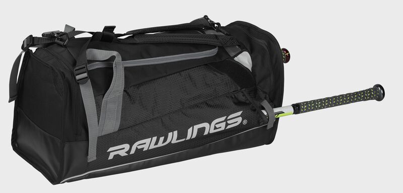 Duffel bag view of Hybrid Backpack/Duffel Players Bag with baseball bats - SKU: R601