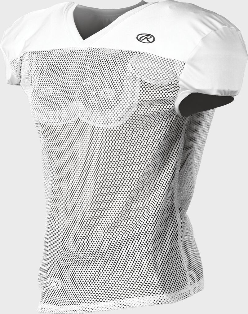 Front of Rawlings White Adult Practice Football Jersey  - SKU #FJPR1