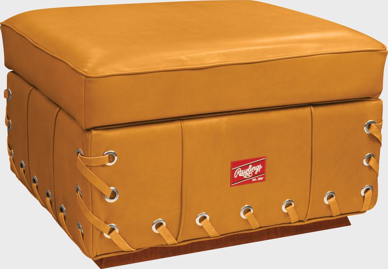 Front of Rawlings Camel Heart of the Hide Ottoman With Brand Patch SKU #HOHCHROTT loading=