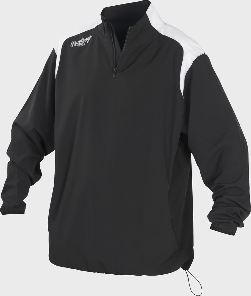 Front of Rawlings Black Adult Long Sleeve Quarter-Zip Jacket - SKU #FORCEJ-B-88 loading=