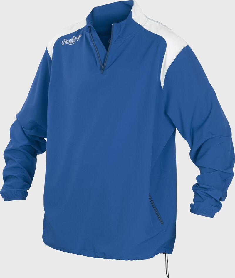 Front of Rawlings Royal Adult Long Sleeve Quarter-Zip Jacket - SKU #FORCEJ-B-88 loading=