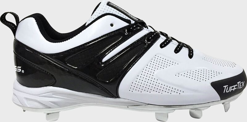 Rawlings White and Black Men's Conquer Low Metal Baseball Cleats SKU #4321WB-MM6 loading=