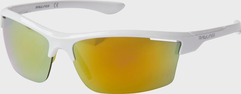 A pair of Rawlings white/orange half-rim blade sunglasses - SKU: 10261622 loading=
