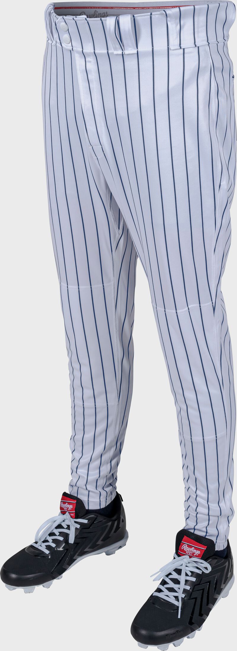 Rawlings 150 Jogger Fit Pinstripe Baseball Pants, Adult 2XL, White/Navy