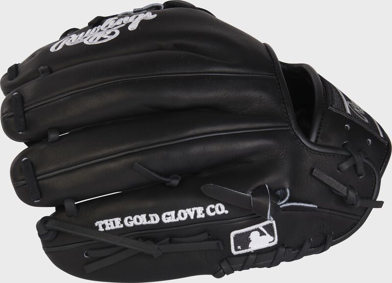 Black back of a HOH R2G 11.5" infield glove with the MLB logo on the pinky - SKU: RSGPROR204-2B