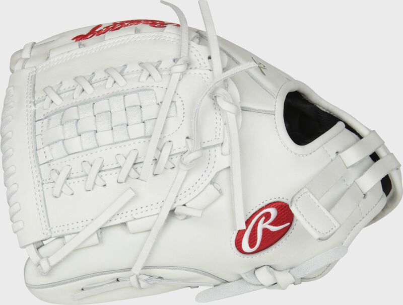 Web back view of white 2020 Liberty Advanced 12-inch Softball glove loading=