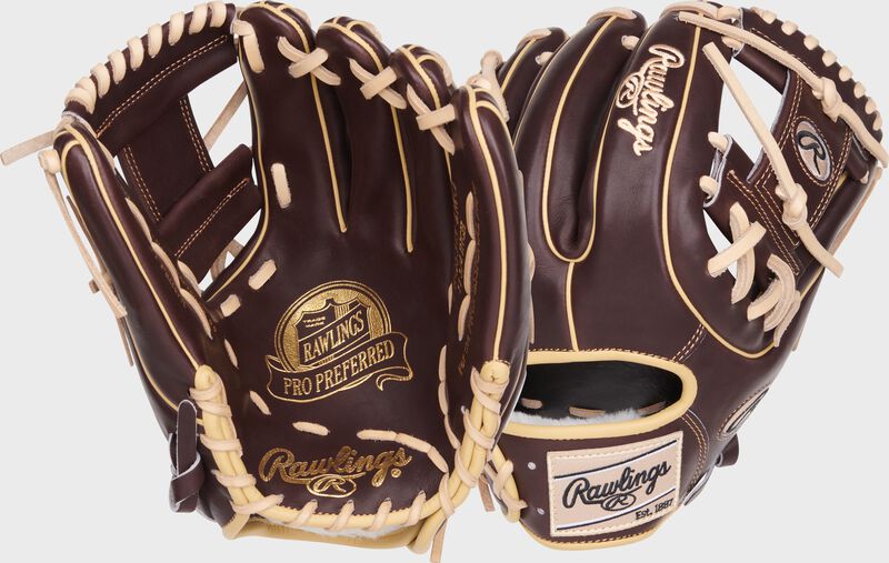 2 images showing the palm & back of a Rawlings Pro Preferred 11.75" infield glove