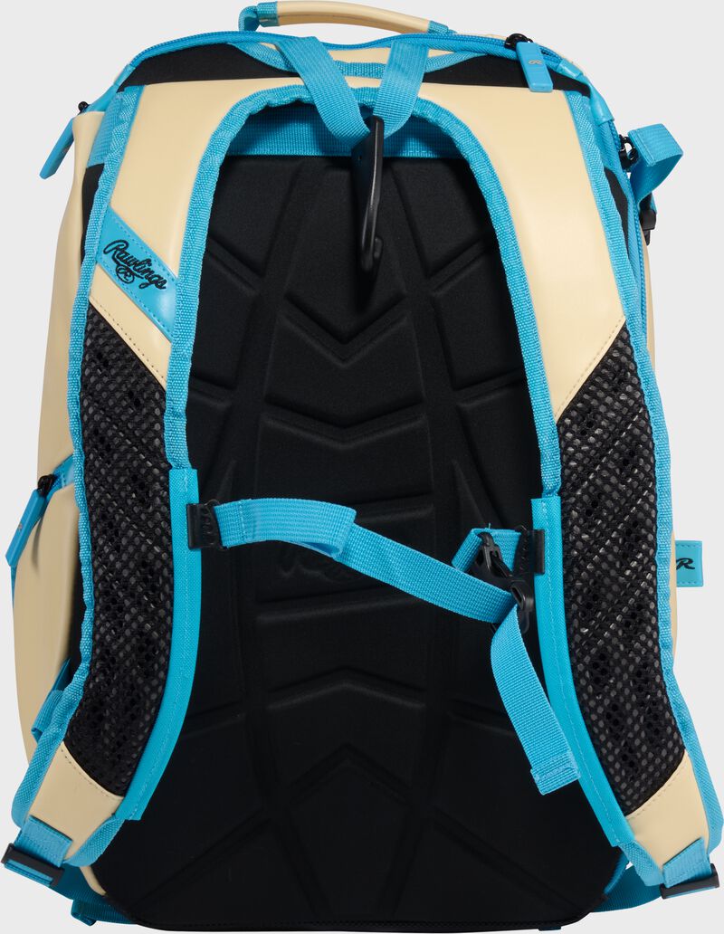 Rawlings Leather Gold Collection Utility Backpack, Camel/Columbia Blue